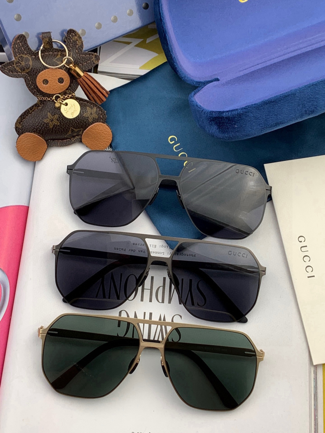 ♦️ GUCCI 新款男女情侣款太阳镜多边形墨镜iP电镀永不褪色 超轻超有弹性整幅眼镜无螺丝重要的是压不