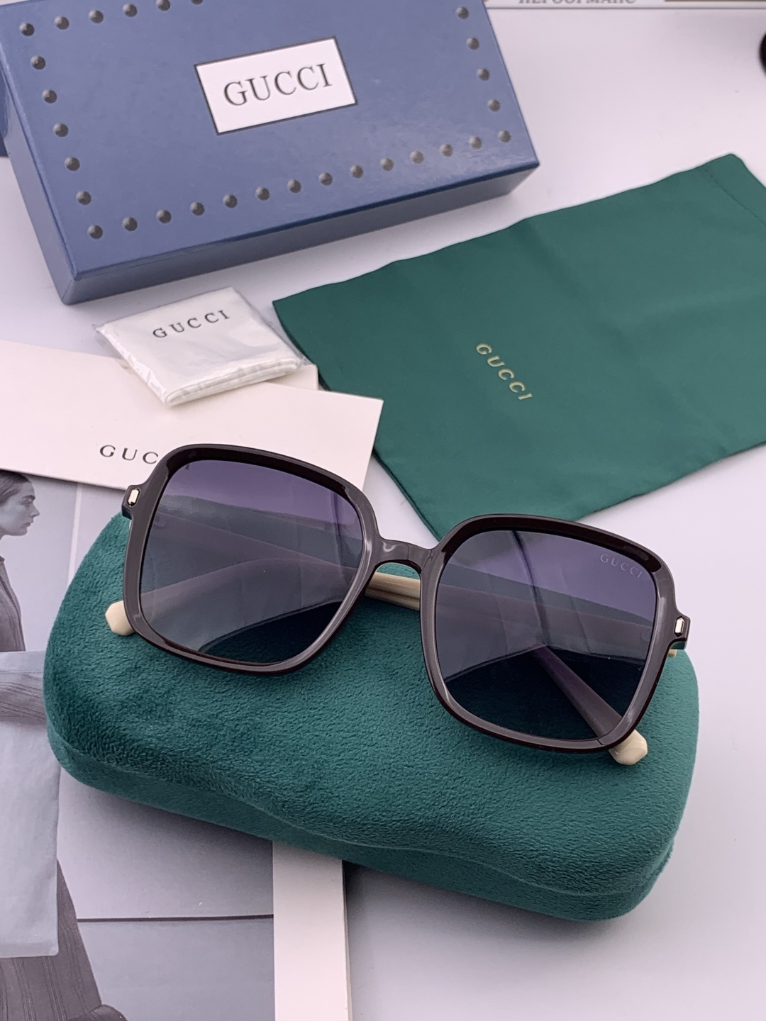 🔺GUCCI🔻古驰 GG方框太阳镜 完美品质 🎓独特设计 适合各种脸型 亮相时装周 超时尚百搭 实物精致