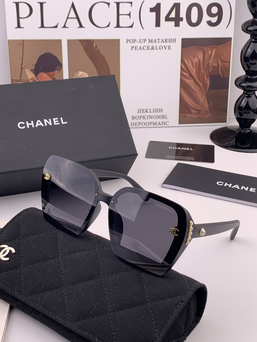 🔺CHANEL🔻官方早春新款，众多明星同款[色]香奈儿‼️‼️新款大框偏光墨镜 ，镜腿LOGO小珍珠🌈🌈