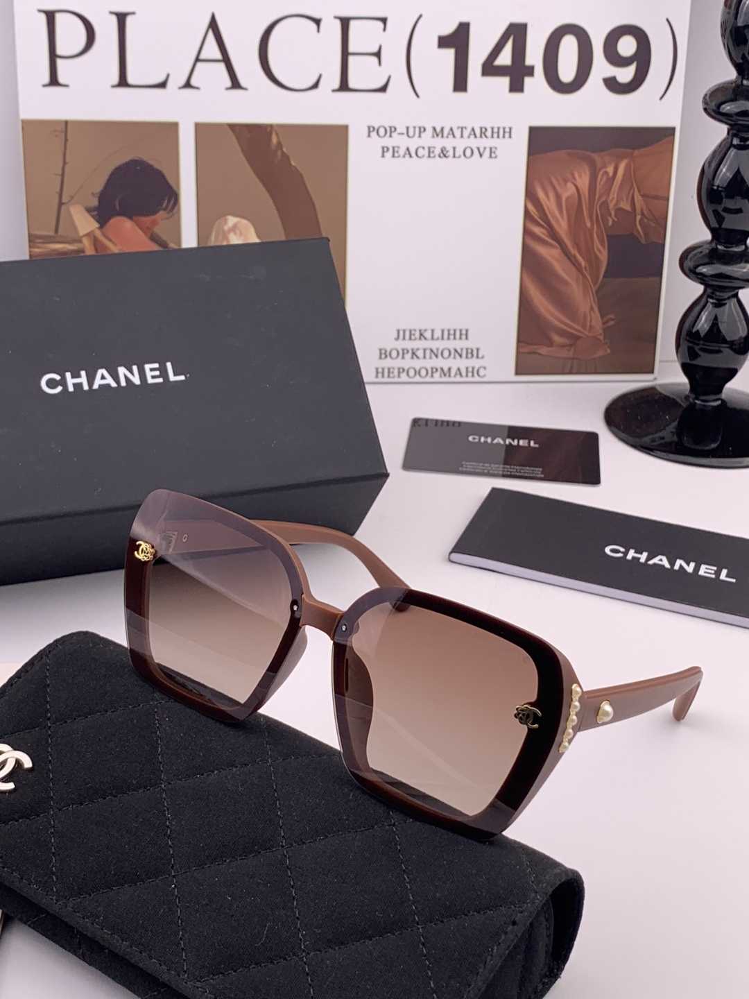 🔺CHANEL🔻官方早春新款，众多明星同款[色]香奈儿‼️‼️新款大框偏光墨镜 ，镜腿LOGO小珍珠🌈🌈