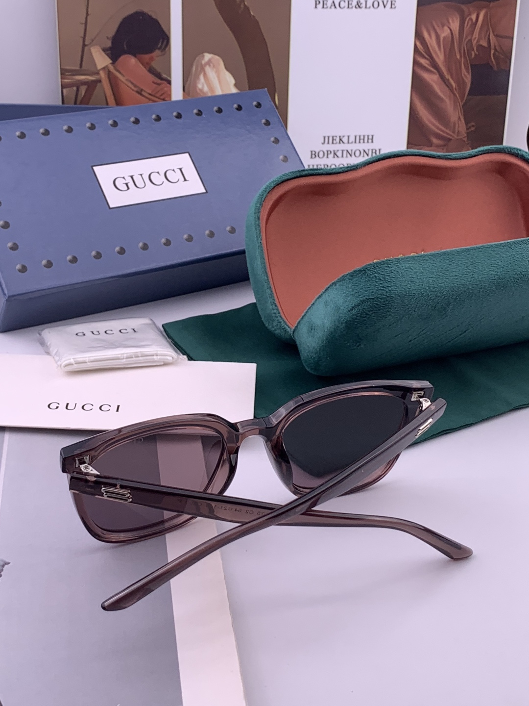 🔺 【GUCCI】开春新款 潮流爆款 时尚方框偏光太阳镜 高品质 佩戴舒适 网红潮款墨镜 女士高清尼龙偏
