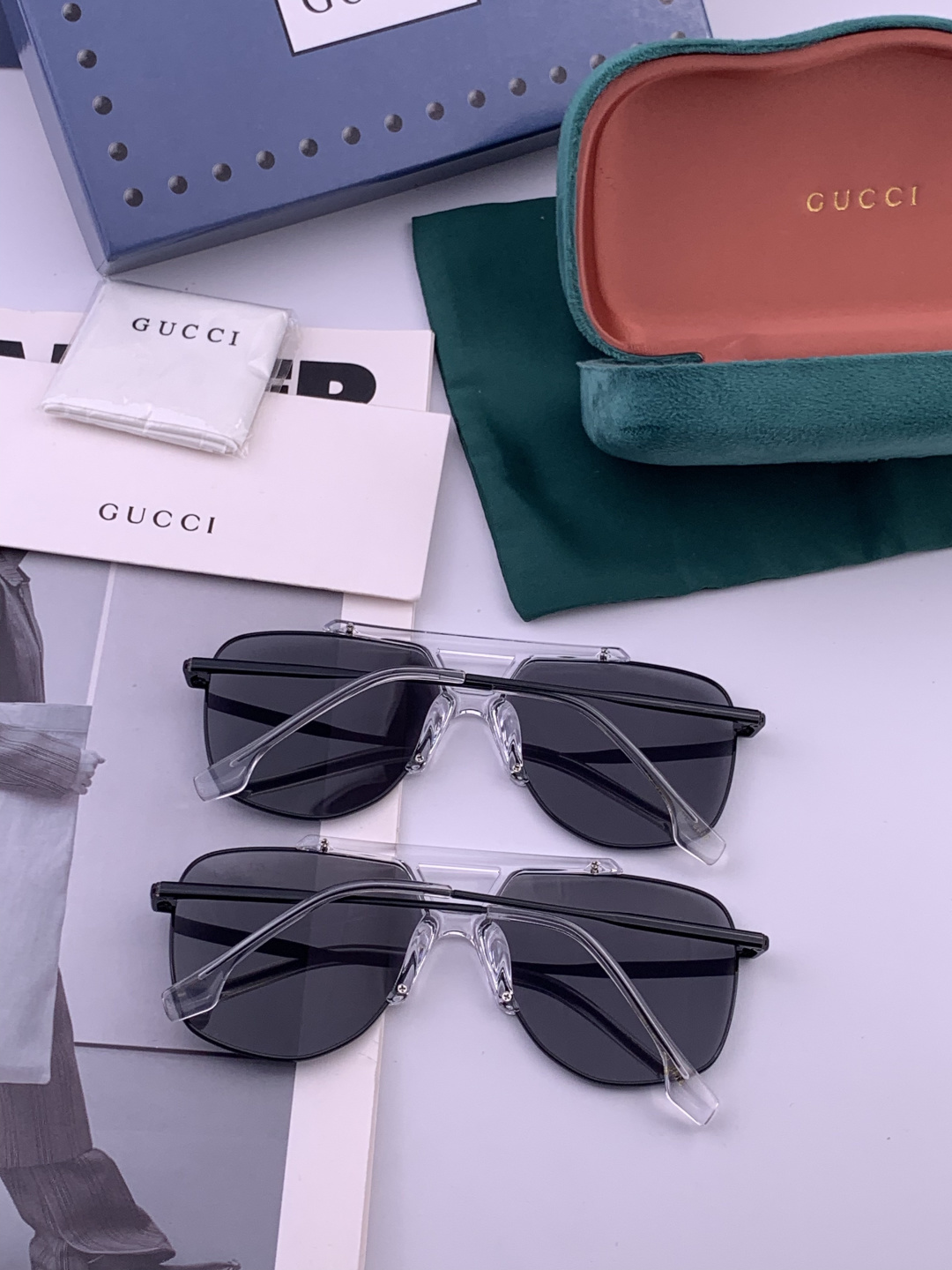 🔺 【GUCCI】开春新款 潮流爆款 时尚方框偏光太阳镜 高品质 佩戴舒适 网红潮款墨镜 女士高清尼龙偏