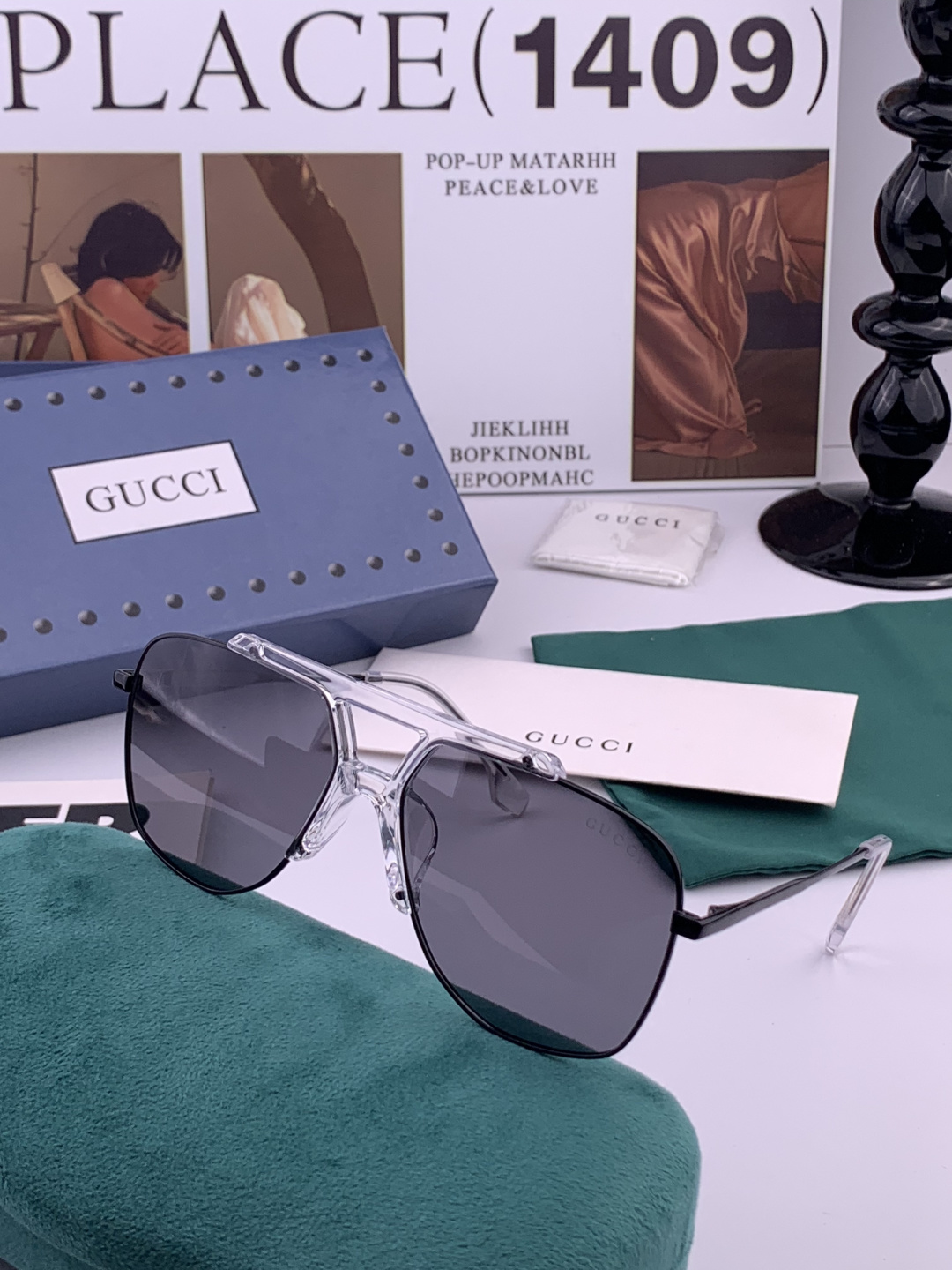 🔺 【GUCCI】开春新款 潮流爆款 时尚方框偏光太阳镜 高品质 佩戴舒适 网红潮款墨镜 女士高清尼龙偏
