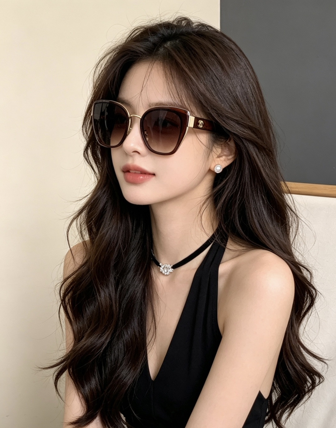 香奈儿 开春新款太阳镜 各路网红纷纷带起气场满分‼️ 俏皮甜美.上脸效果更佳.金属质感超好 型号：CH6