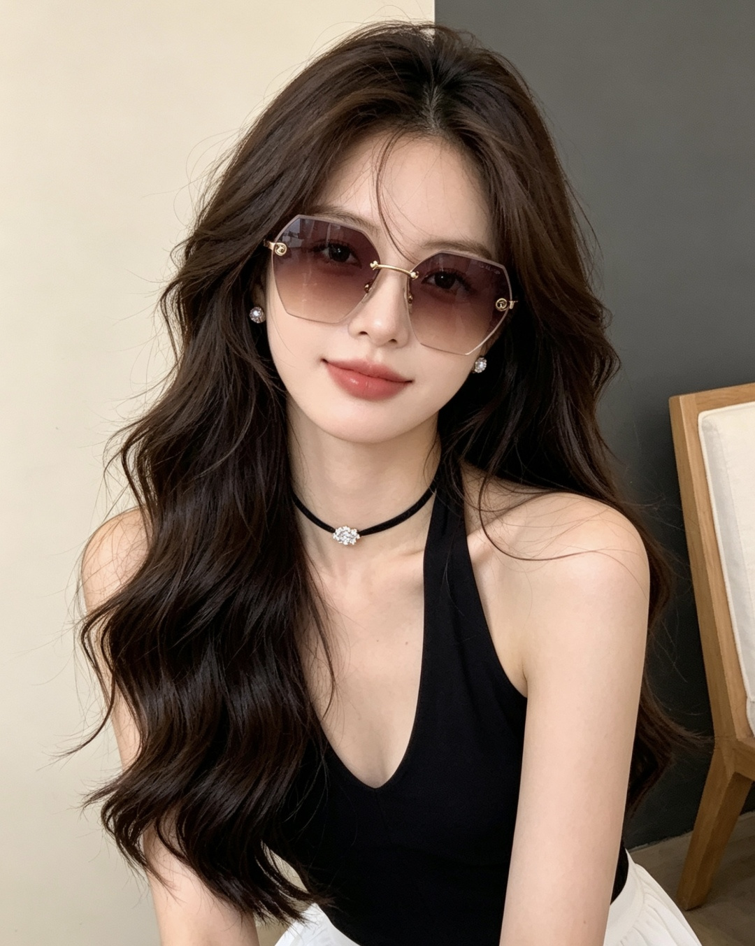 香奈儿 开春新款太阳镜 各路网红纷纷带起气场满分‼️ 俏皮甜美.上脸效果更佳.金属质感超好 型号：CH6