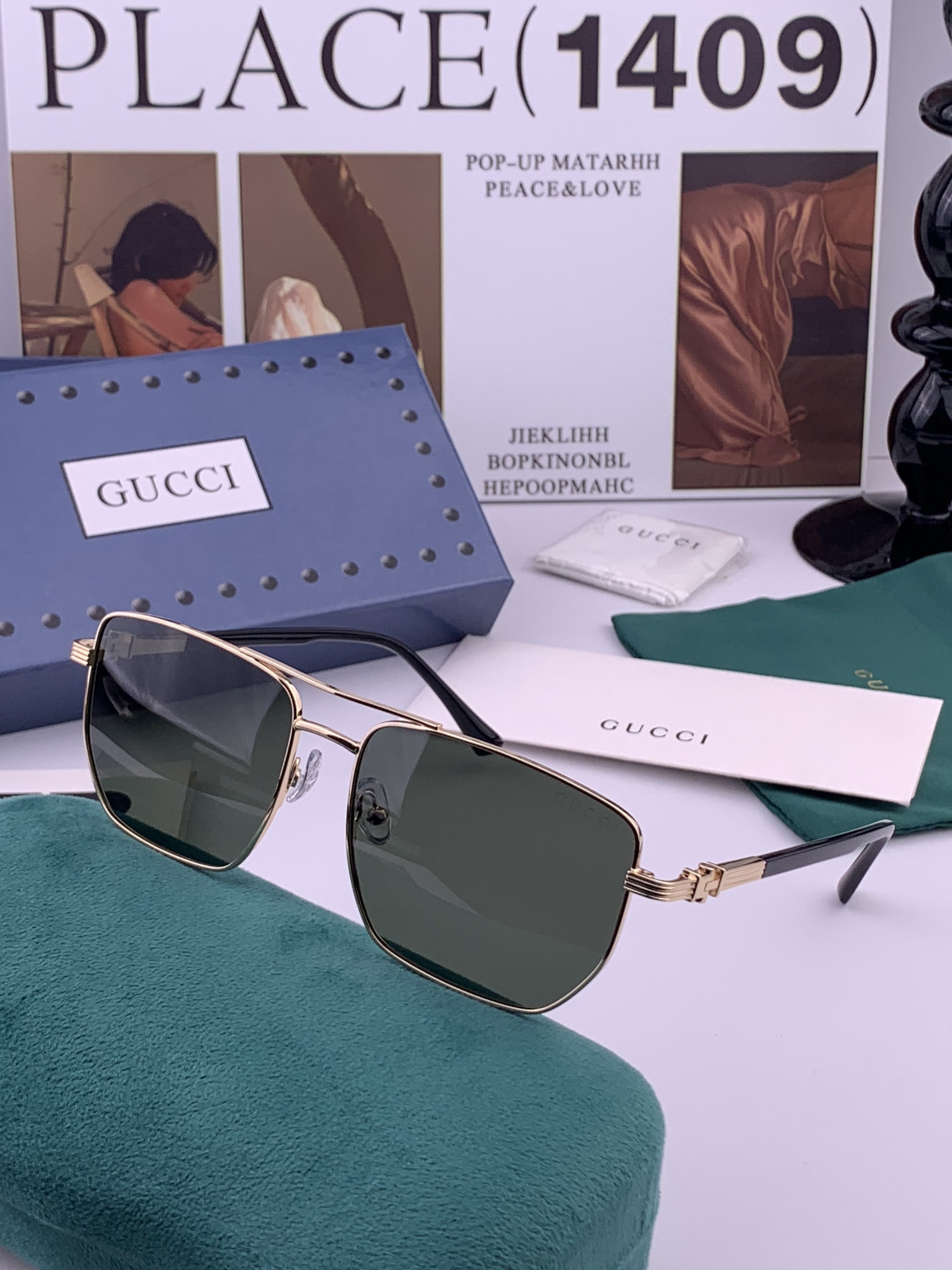 Gucci 。 高品质男女款墨镜 👍 进口宝丽来偏光镜片 。蛤蟆镜 开车钓鱼都可 。百搭显瘦墨镜韩版男士