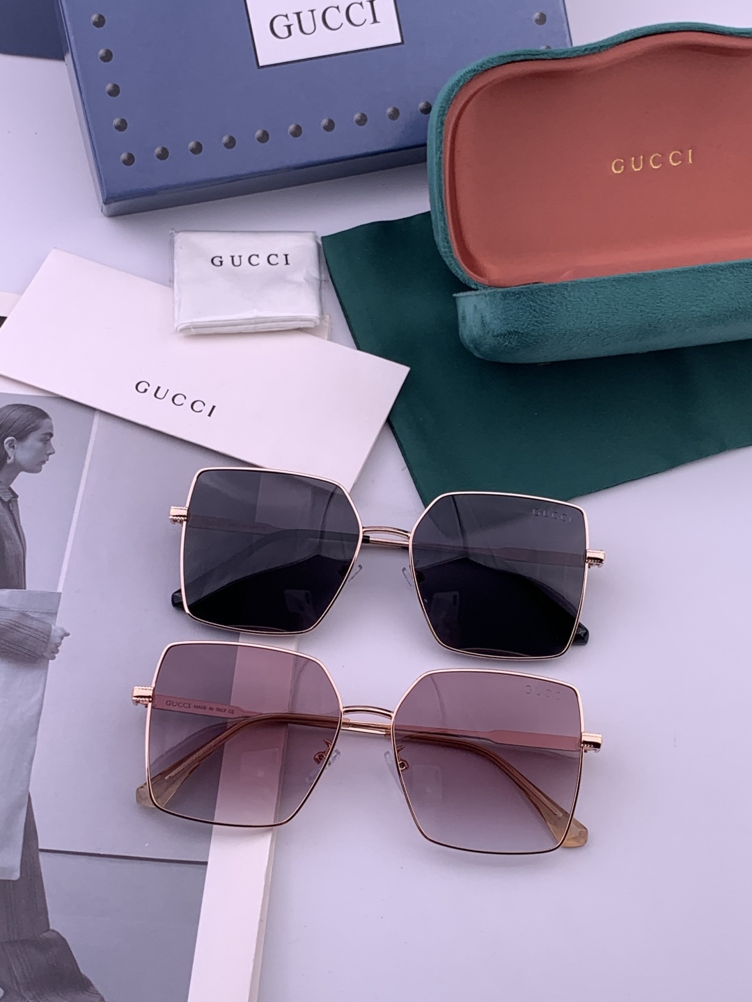 🔺 Gucci 🔻官方新款 众多明星同款[色]‼️‼️新款大框偏光墨镜 🌈🌈宝丽来超清加厚太阳镜🔝🔝型号