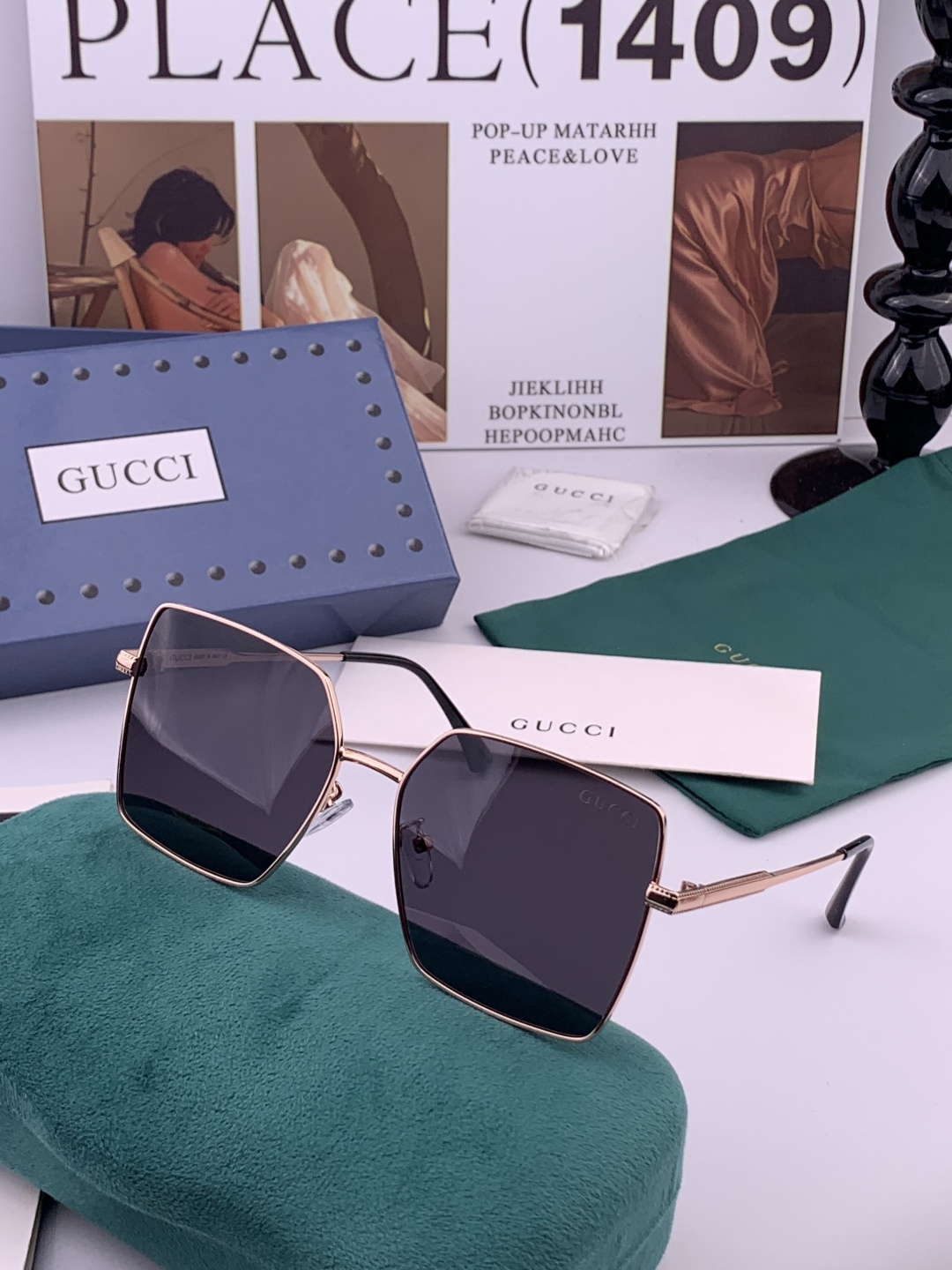 🔺 Gucci 🔻官方新款 众多明星同款[色]‼️‼️新款大框偏光墨镜 🌈🌈宝丽来超清加厚太阳镜🔝🔝型号