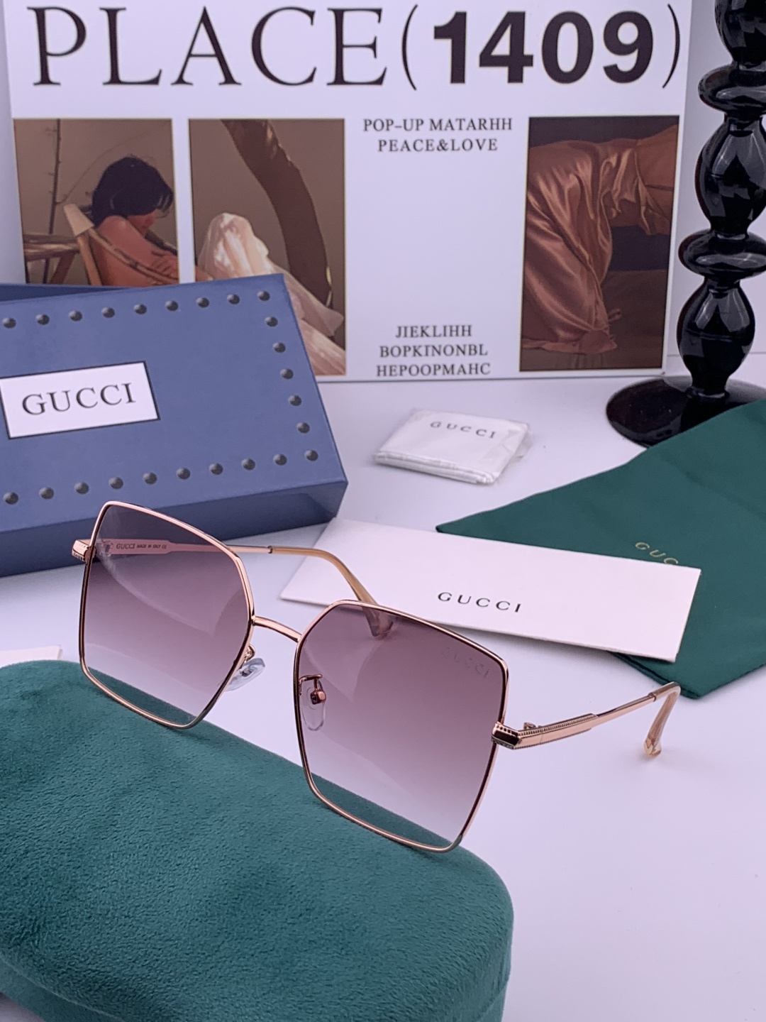 🔺 Gucci 🔻官方新款 众多明星同款[色]‼️‼️新款大框偏光墨镜 🌈🌈宝丽来超清加厚太阳镜🔝🔝型号