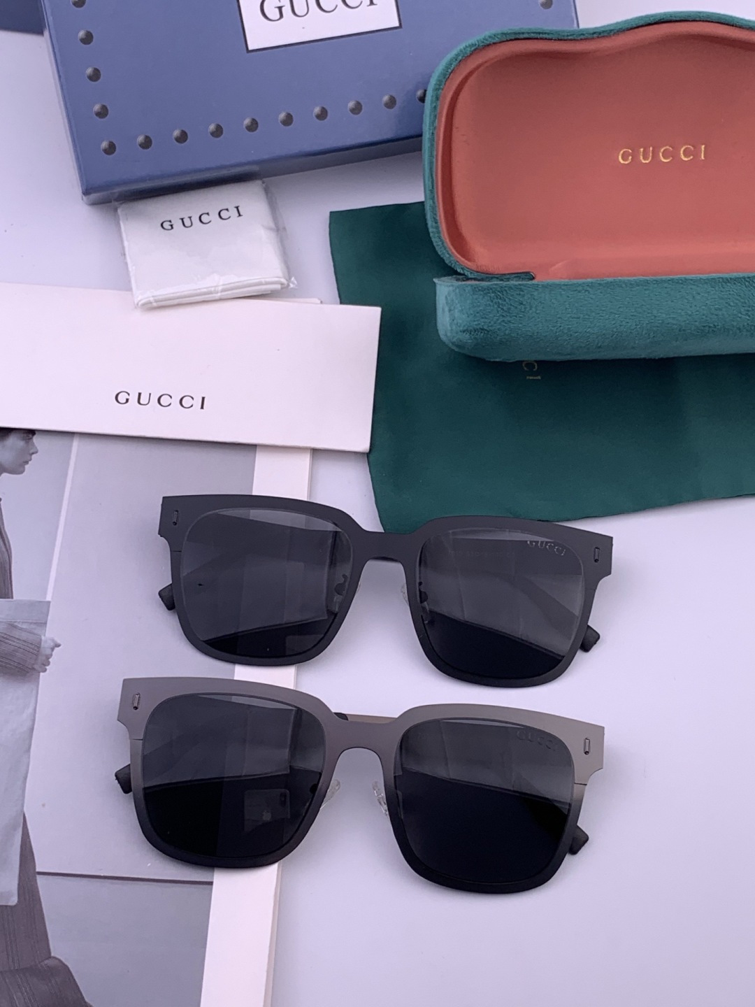 GUCCI 男款炫彩飞行员偏光太阳镜 ❤️材质：高清尼龙加厚卡槽高清偏光镜片 🌹无边框镜架💕颜👍型号：G