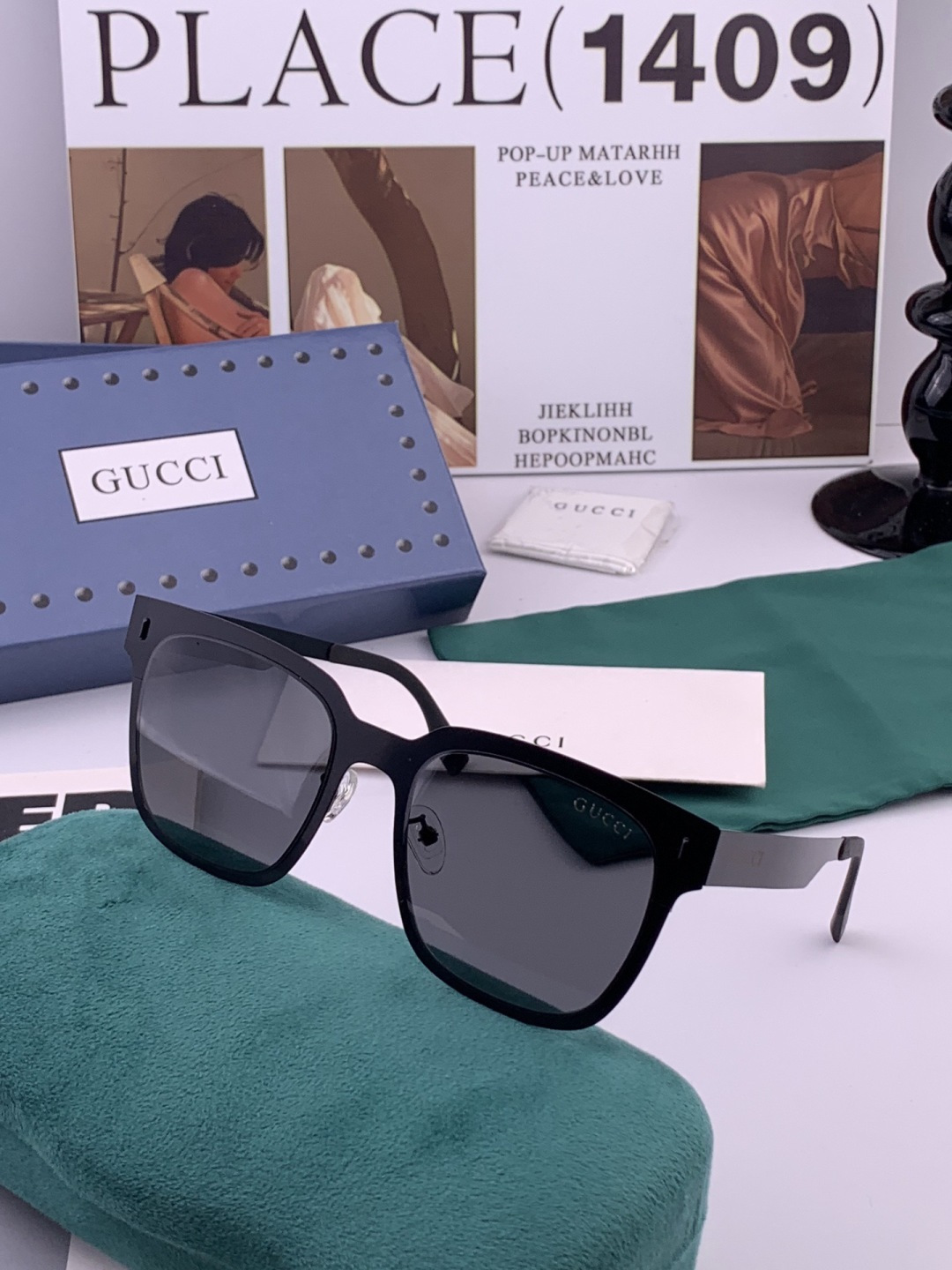 GUCCI 男款炫彩飞行员偏光太阳镜 ❤️材质：高清尼龙加厚卡槽高清偏光镜片 🌹无边框镜架💕颜👍型号：G