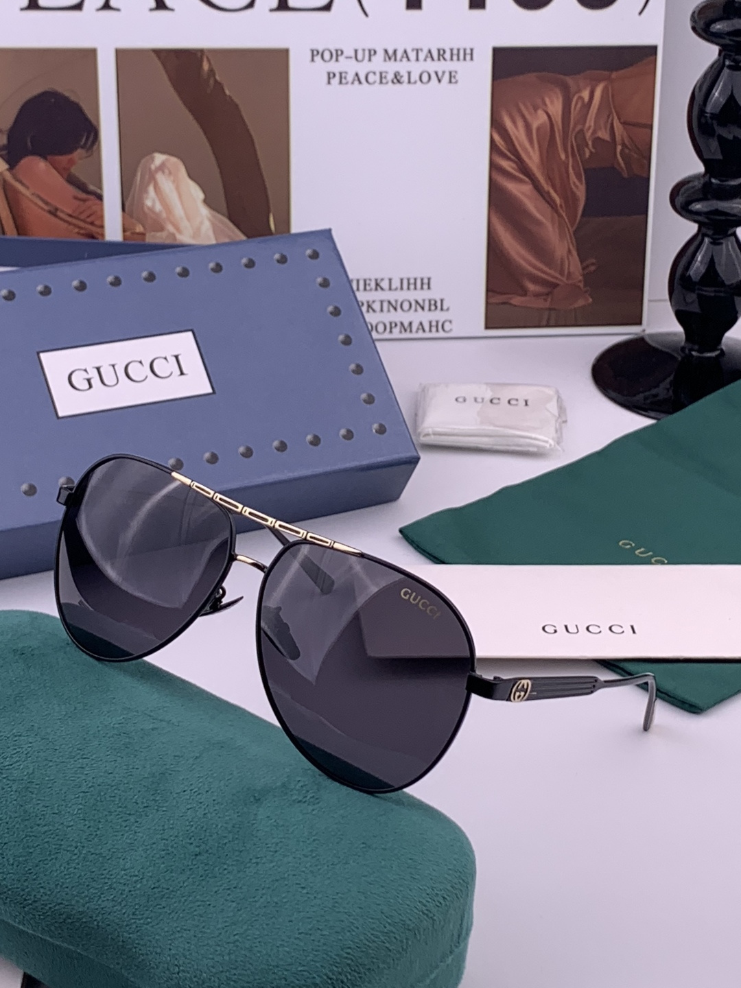 Gucci 🔥  高品质男女款墨镜   👍 进口宝丽来偏光镜片  🔥蛤蟆镜 开车钓鱼都可 🔥百搭显瘦墨镜