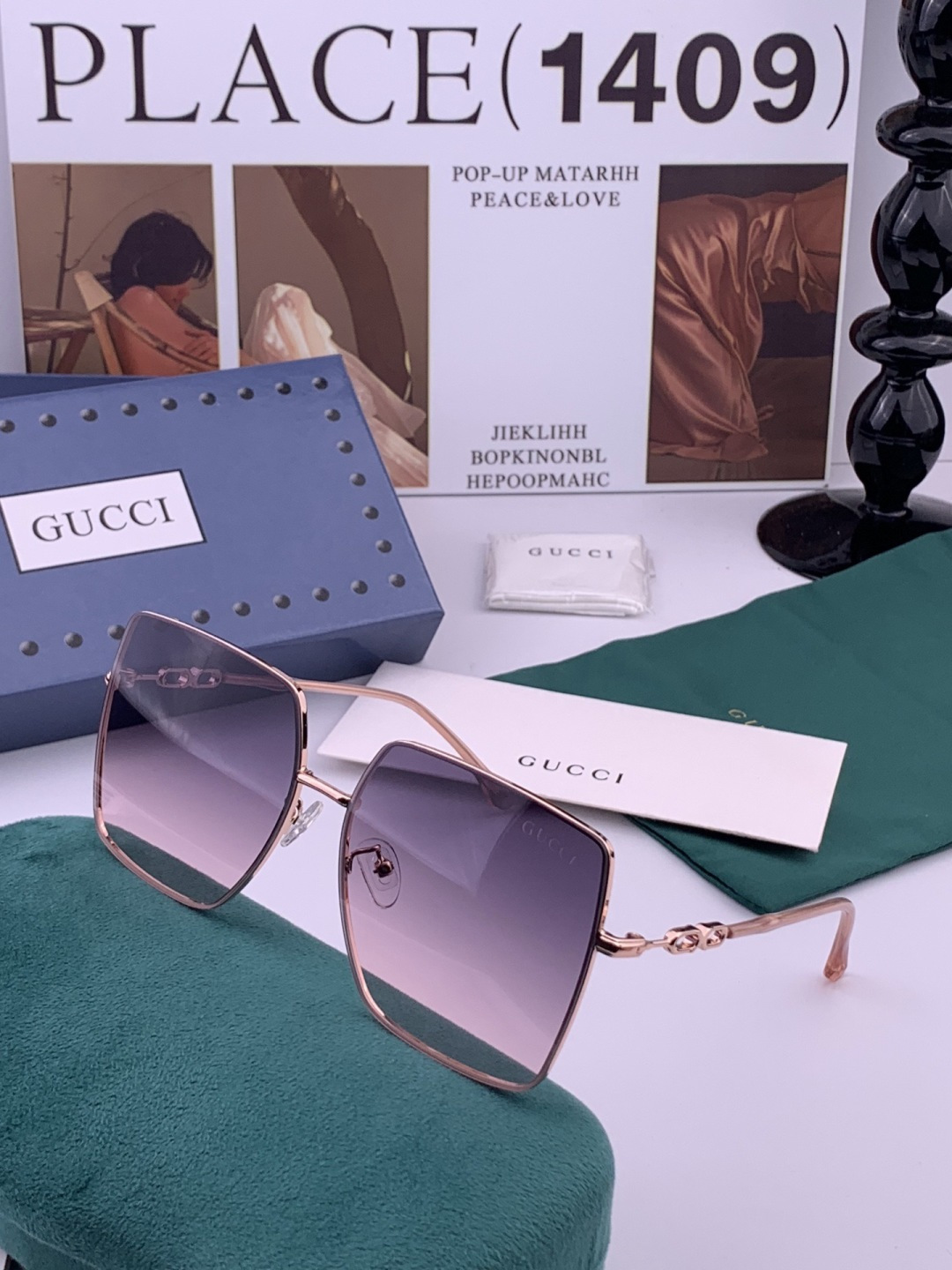 GUCCI-古驰意大利进口🇮🇹时尚潮流奢华装饰太阳眼镜 高清偏光太阳镜明星海报款 超高复杂工艺 立体质感