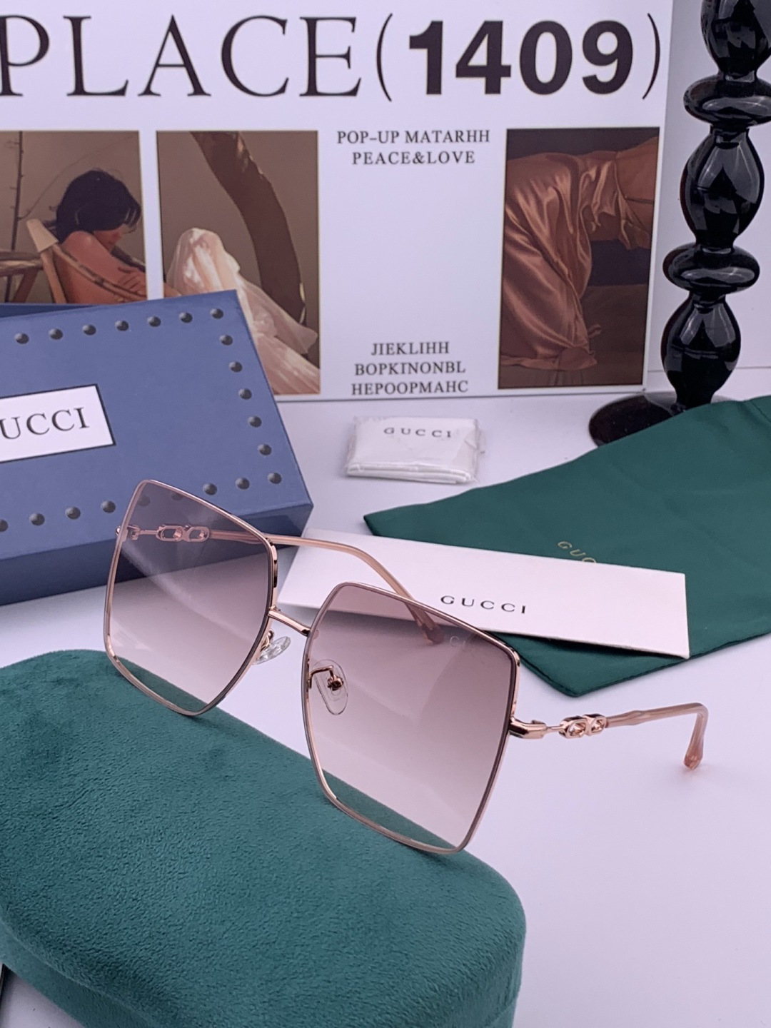 GUCCI-古驰意大利进口🇮🇹时尚潮流奢华装饰太阳眼镜 高清偏光太阳镜明星海报款 超高复杂工艺 立体质感
