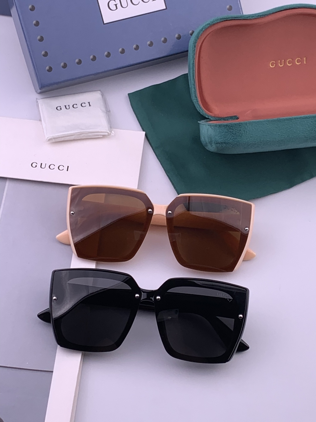 🔺 【GUCCI】开春新款 潮流爆款 时尚方框太阳镜 高品质 佩戴舒适 网红潮款墨镜 型号：G9600
