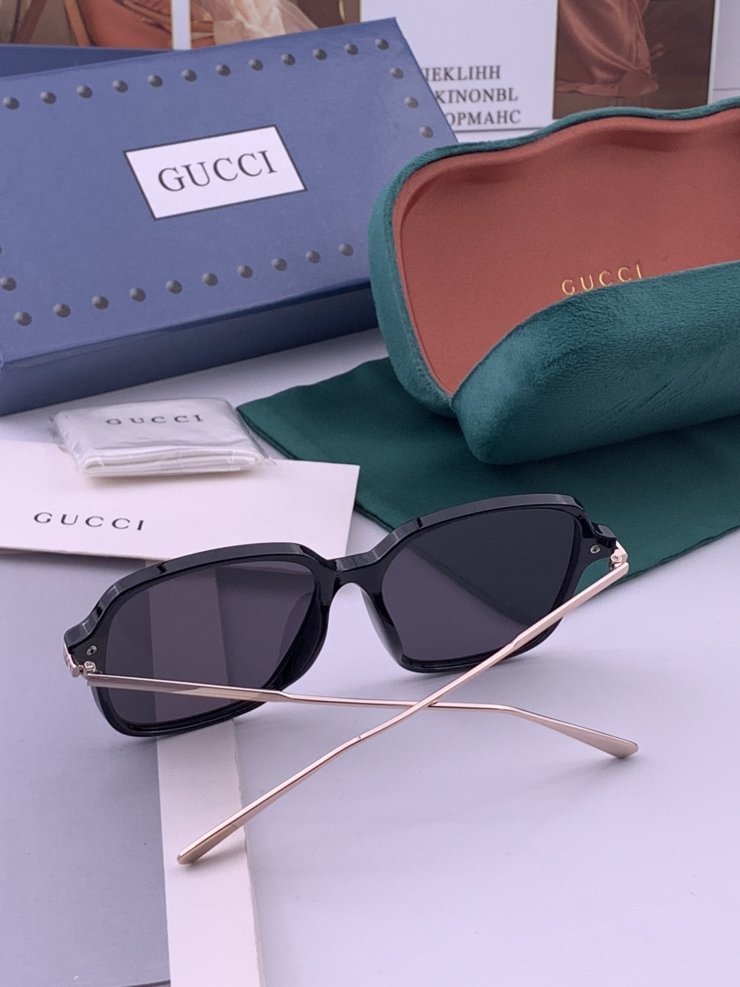 🔺 【GUCCI】开春新款 潮流爆款 时尚方框偏光太阳镜 高品质 佩戴舒适 网红潮款墨镜 女士高清尼龙偏