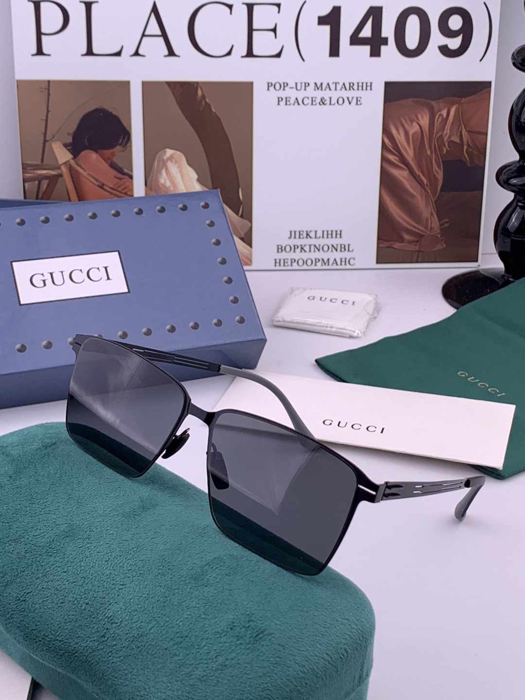 ♦️GUCCI 新款男女情侣款太阳镜多边形墨镜iP电镀永不褪色 超轻超有弹性整幅眼镜无螺丝重要的是压不坏