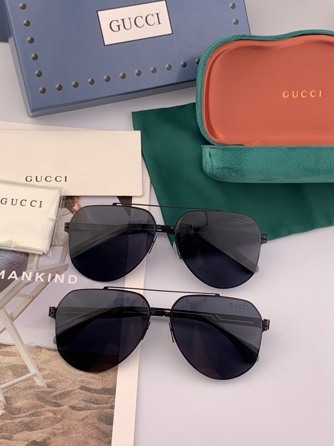 ♦️ GUCCI 新款男女情侣款太阳镜iP电镀永不褪色 超轻超有弹性整幅眼镜无螺丝重要的是压不坏 高清尼