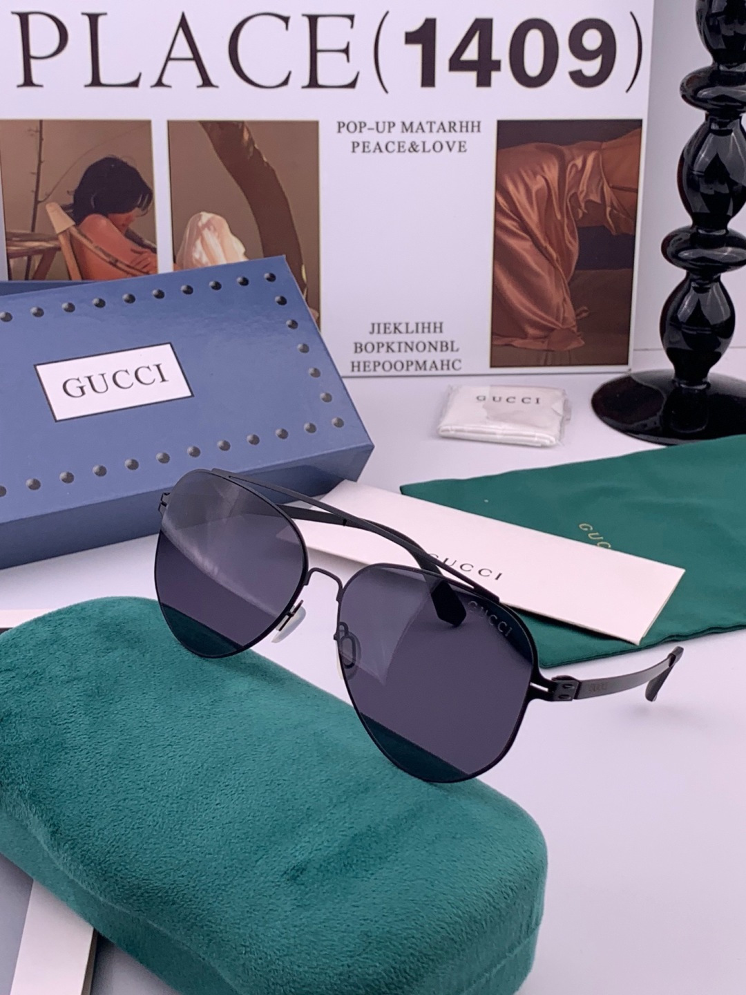 GUCCI 新款轻超无螺丝压不坏列系情侣款韩版偏太光阳镜男女通用墨高镜清尼龙偏光镜片   ✨完品美质‼️
