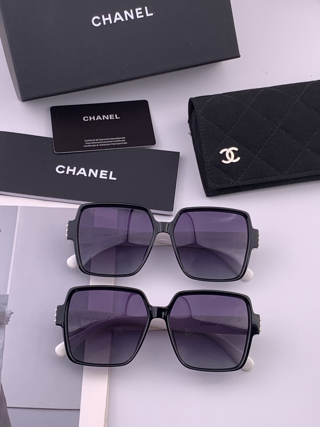 【CHANEL】香奈儿 新款潮流爆款 时尚方框太阳镜 佩戴舒适 网红潮款墨镜  女士高清加厚偏光太阳镜🕶