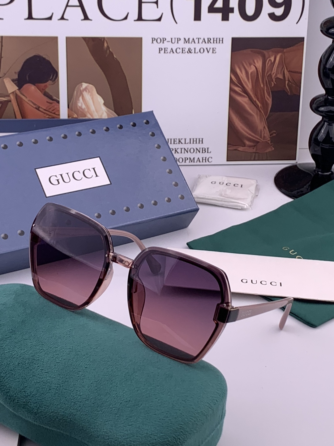 🔺 【GUCCI】开春新款 潮流爆款 时尚方框太阳镜 高品质 佩戴舒适 网红潮款墨镜 型号：G313