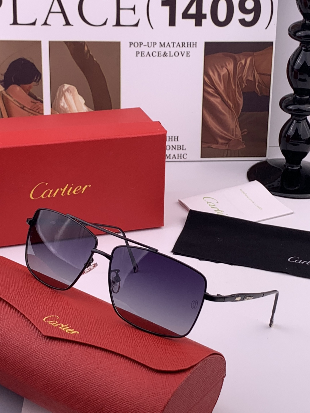 【Cartier  卡地亚】 👑男女款偏光墨镜  双色烤漆工艺  进口宝丽来偏光镜片   顶级做工彰显非