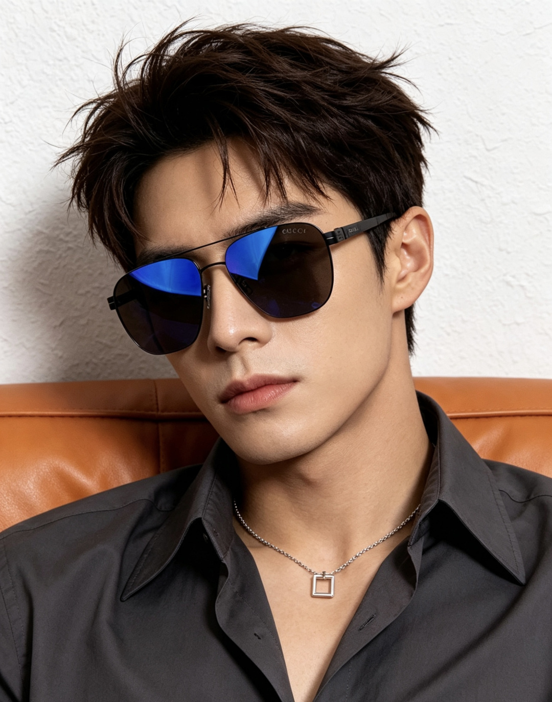 GUCCI 男款炫彩飞行员偏光太阳镜 ❤️材质：高清尼龙加厚卡槽高清偏光镜片 🌹无边框镜架💕颜👍型号：G