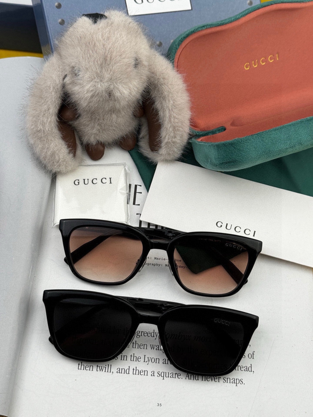 🔺 【GUCCI】开春新款 潮流爆款 时尚折叠方框尼龙偏光太阳镜 高品质 佩戴舒适 网红潮款墨镜 型号：