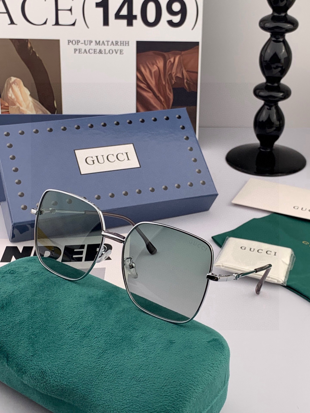 GUCCI 开春新款太阳镜 各路网红纷纷带起气场满分‼️ 俏皮甜美.上脸效果更佳.金属质感超好 型号：G