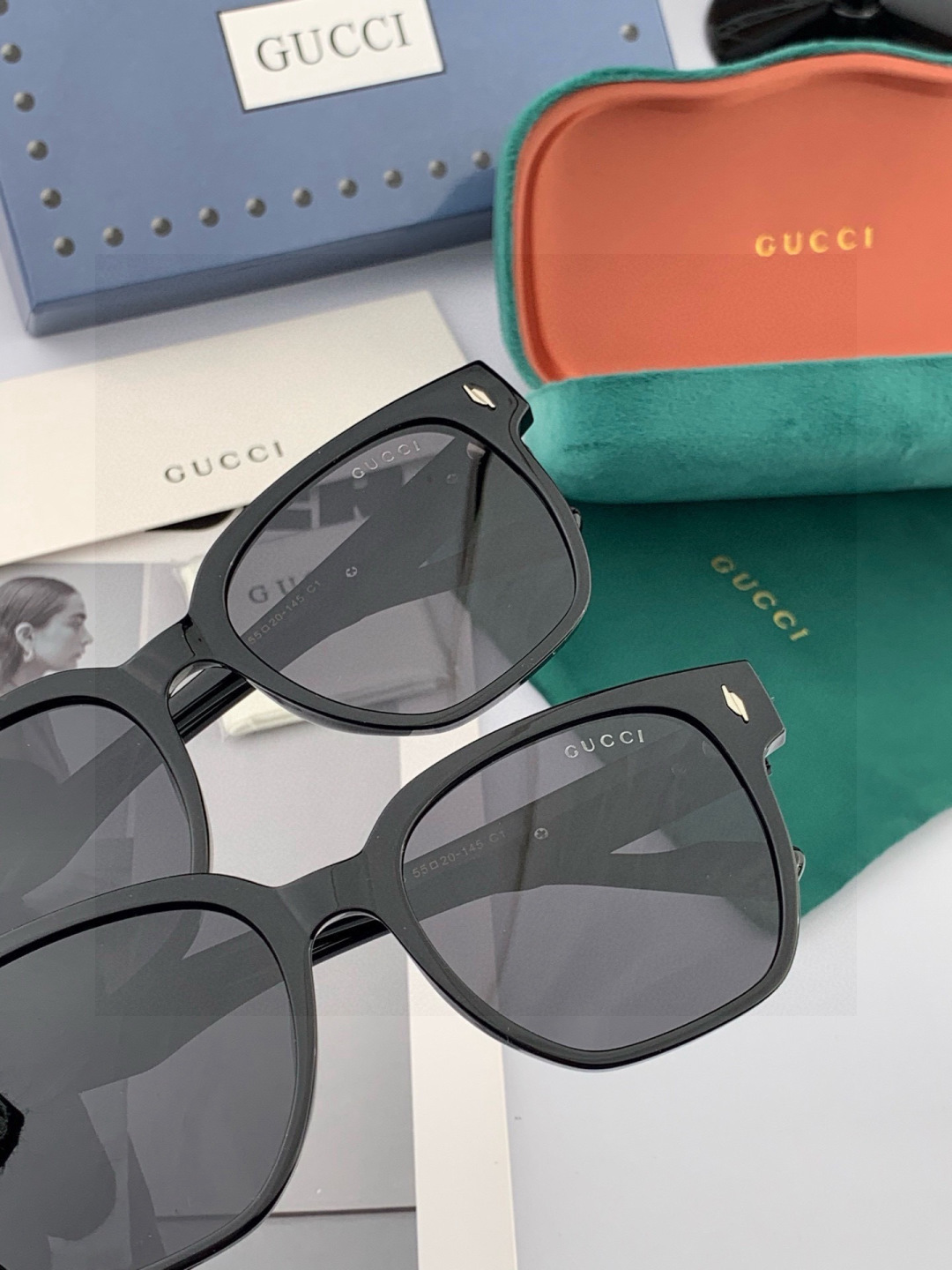 🔺 【GUCCI-偏光太阳镜】开春新款 潮流爆款 时尚方框偏光太阳镜 高品质 佩戴舒适 网红潮款墨镜 女