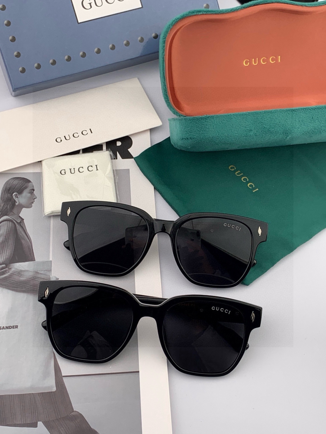 🔺 【GUCCI-偏光太阳镜】开春新款 潮流爆款 时尚方框偏光太阳镜 高品质 佩戴舒适 网红潮款墨镜 女