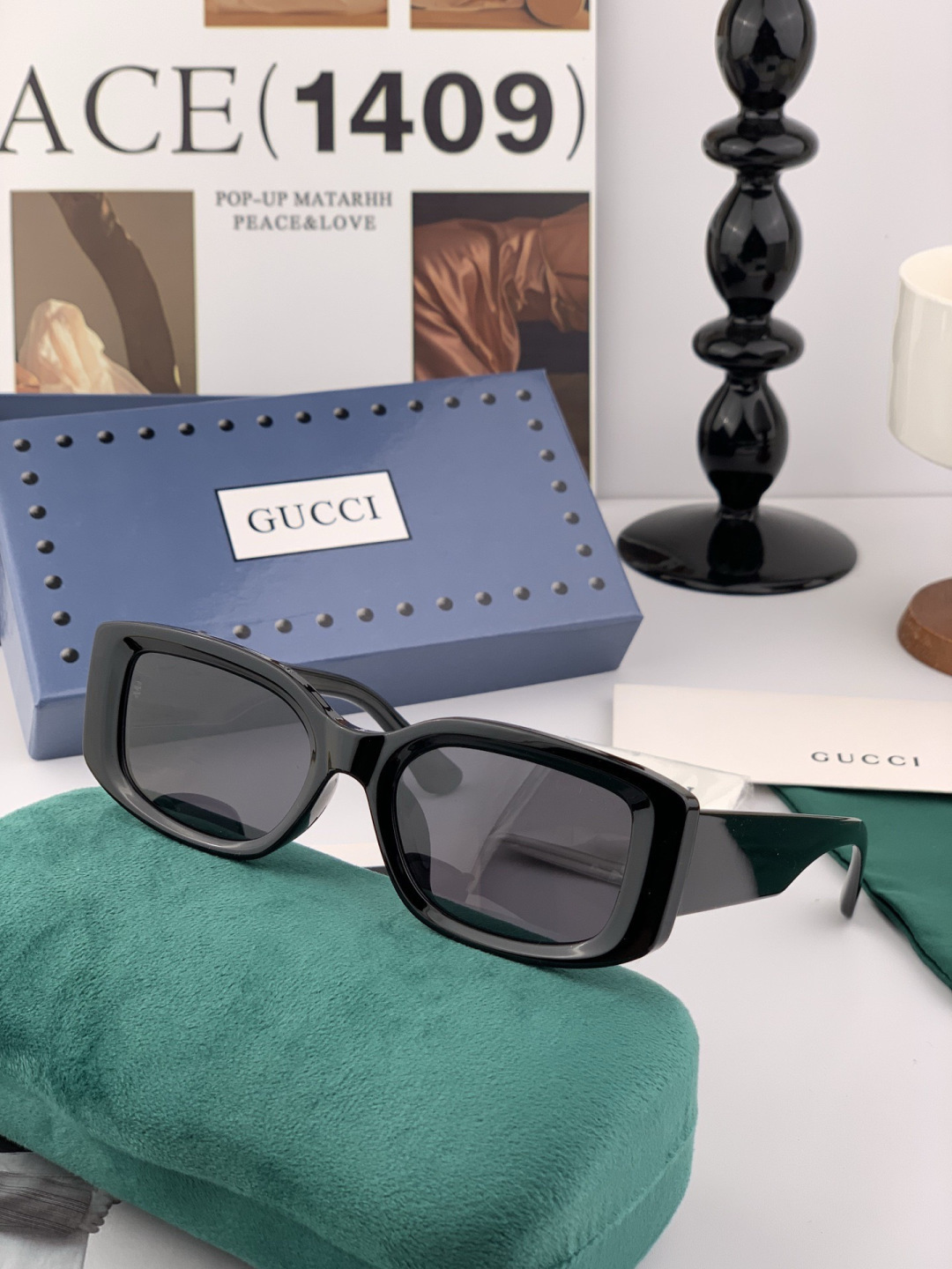 🔺 【GUCCI】开春新款 潮流爆款 时尚方框偏光太阳镜 高品质 佩戴舒适 网红潮款墨镜 女士高清尼龙偏