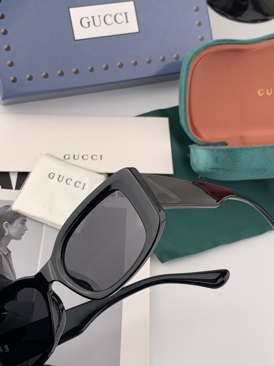 🔺 【GUCCI】开春新款 潮流爆款 时尚方框偏光太阳镜 高品质 佩戴舒适 网红潮款墨镜 女士高清尼龙偏