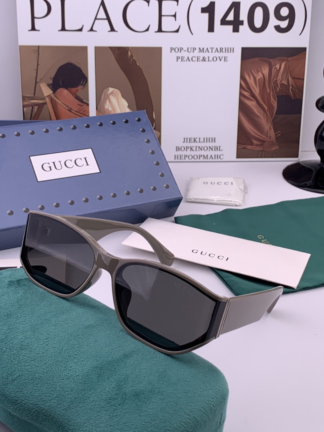 🔺 【GUCCI】开春新款 潮流爆款 时尚方框偏光太阳镜 高品质 佩戴舒适 网红潮款墨镜 女士高清尼龙偏