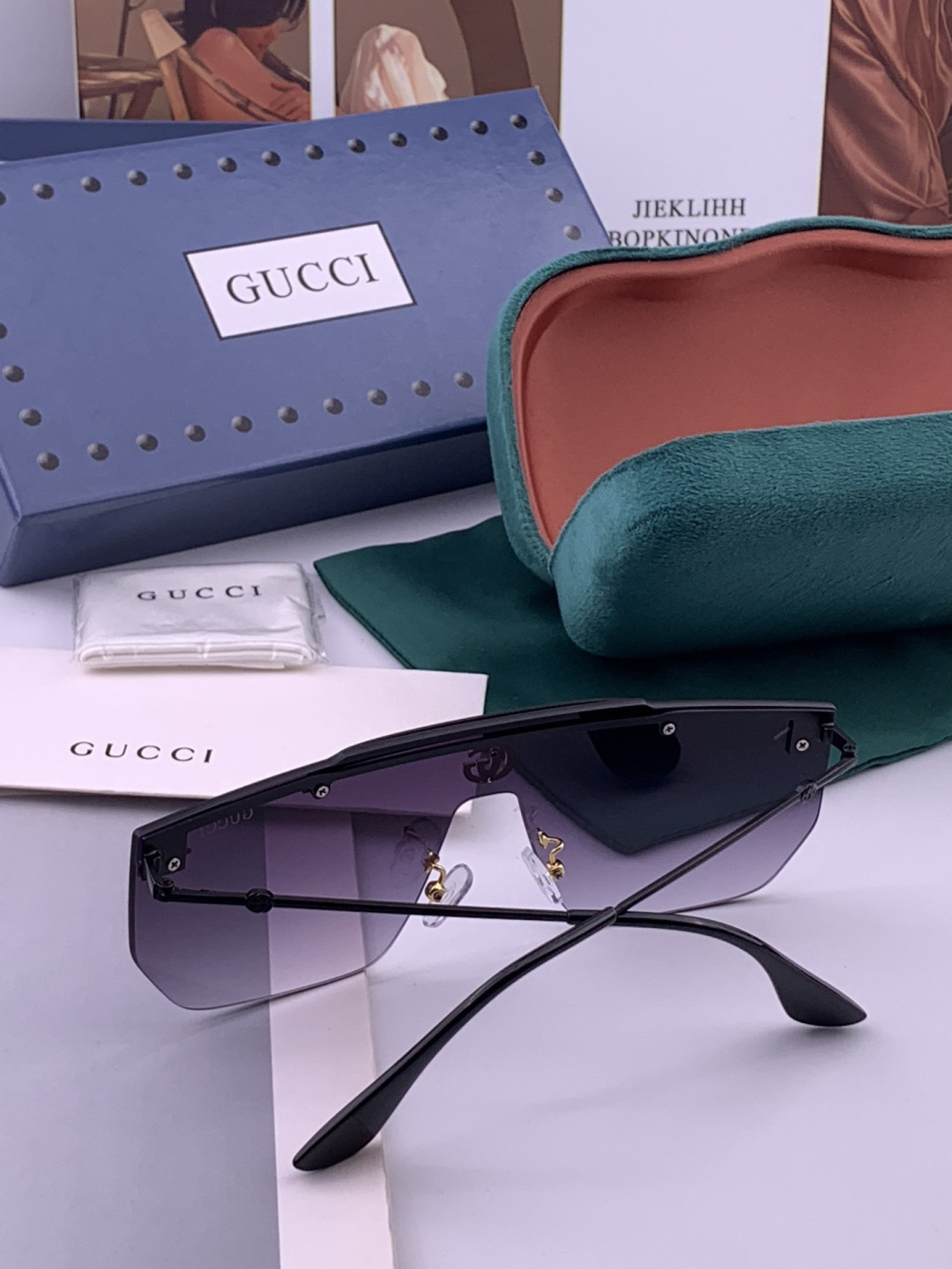 GUCC*🔥高品质男女款”太阳镜🔥 开车钓鱼都可🔥百搭显瘦墨镜韩版男士飞行员大框司机开车防紫外线太阳镜，