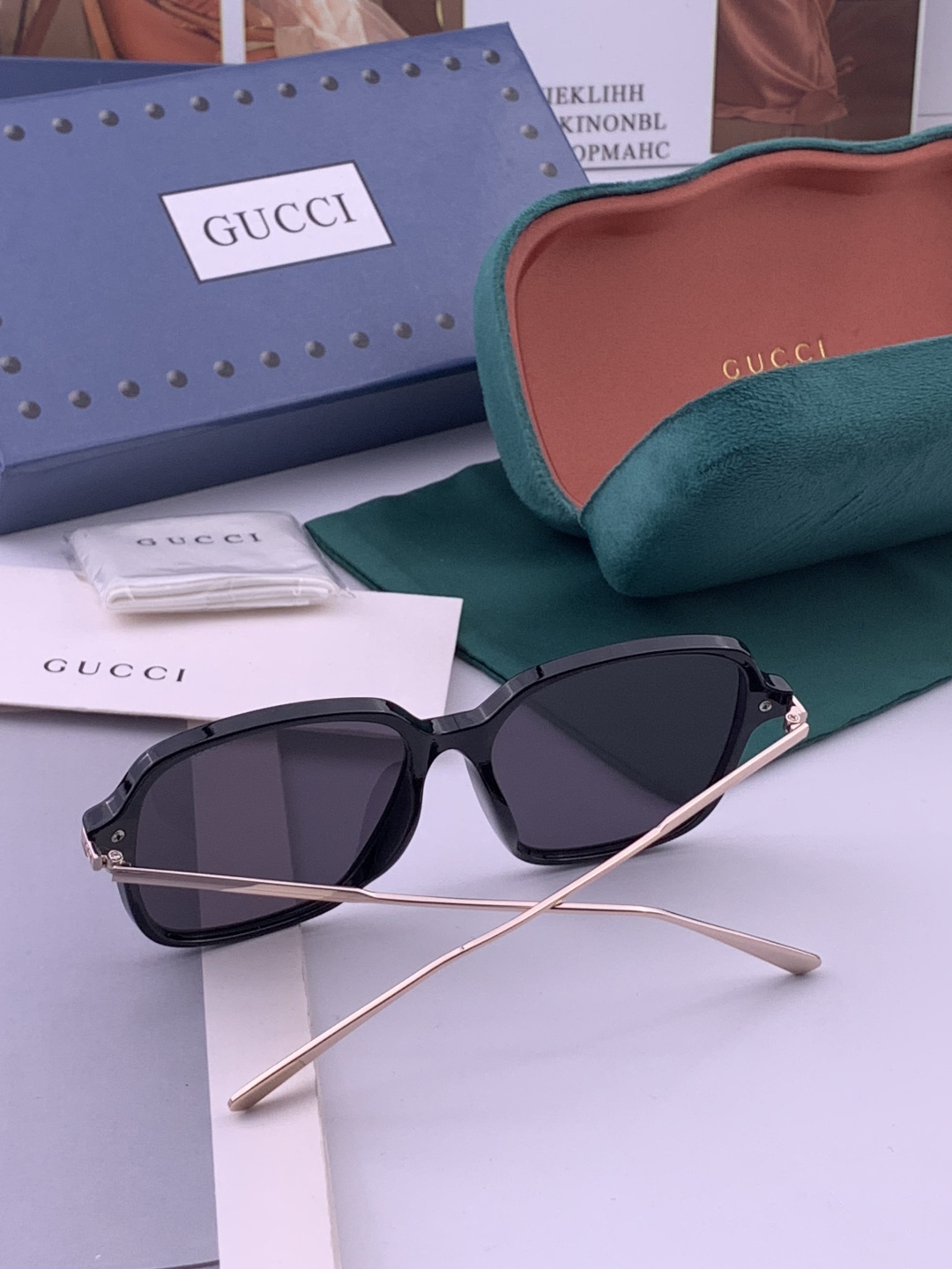 🔺 【GUCCI】开春新款 潮流爆款 时尚方框偏光太阳镜 高品质 佩戴舒适 网红潮款墨镜 女士高清尼龙偏
