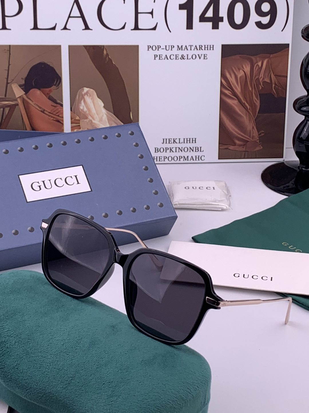 🔺 【GUCCI】开春新款 潮流爆款 时尚方框偏光太阳镜 高品质 佩戴舒适 网红潮款墨镜 女士高清尼龙偏