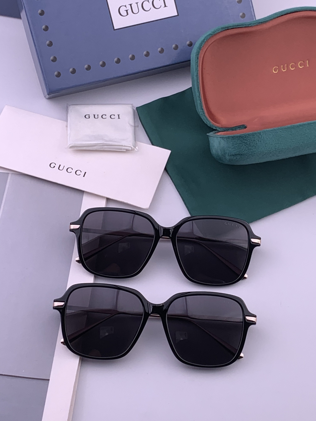 🔺 【GUCCI】开春新款 潮流爆款 时尚方框偏光太阳镜 高品质 佩戴舒适 网红潮款墨镜 女士高清尼龙偏