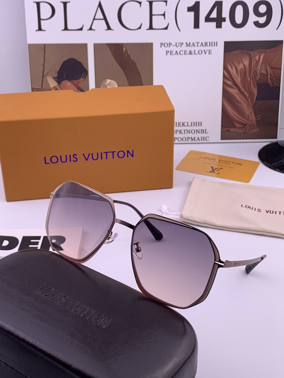 Lv 🔥  高品质男女款墨镜   👍 尼龙偏光镜片  🔥 开车钓鱼都可 🔥百搭显瘦墨镜韩版大框司机开车防