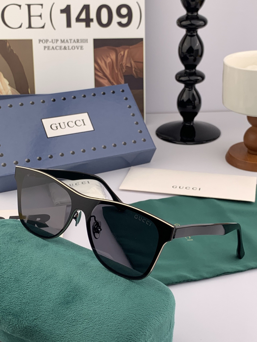 连体镜GUCCI 开春新款一体镜 大框太阳镜男女同款 😎 爆款大框尼龙太阳镜 超逼格超酷 镜腿品牌设计感