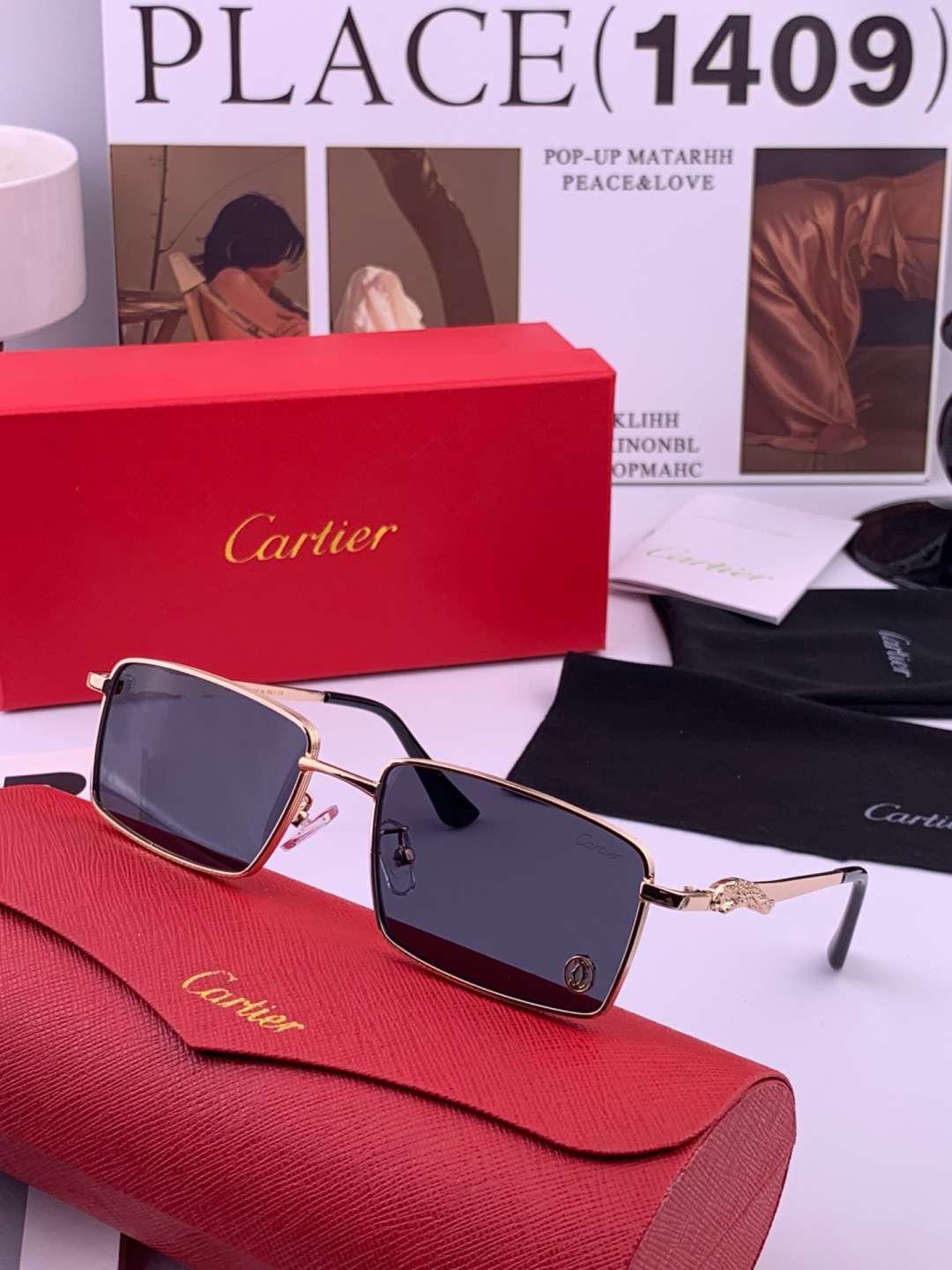 【卡地亚-cartier】 时尚高贵 很美手工🔝🔝高端品质 男女通用太阳眼镜 经典之作  有分量有质感的