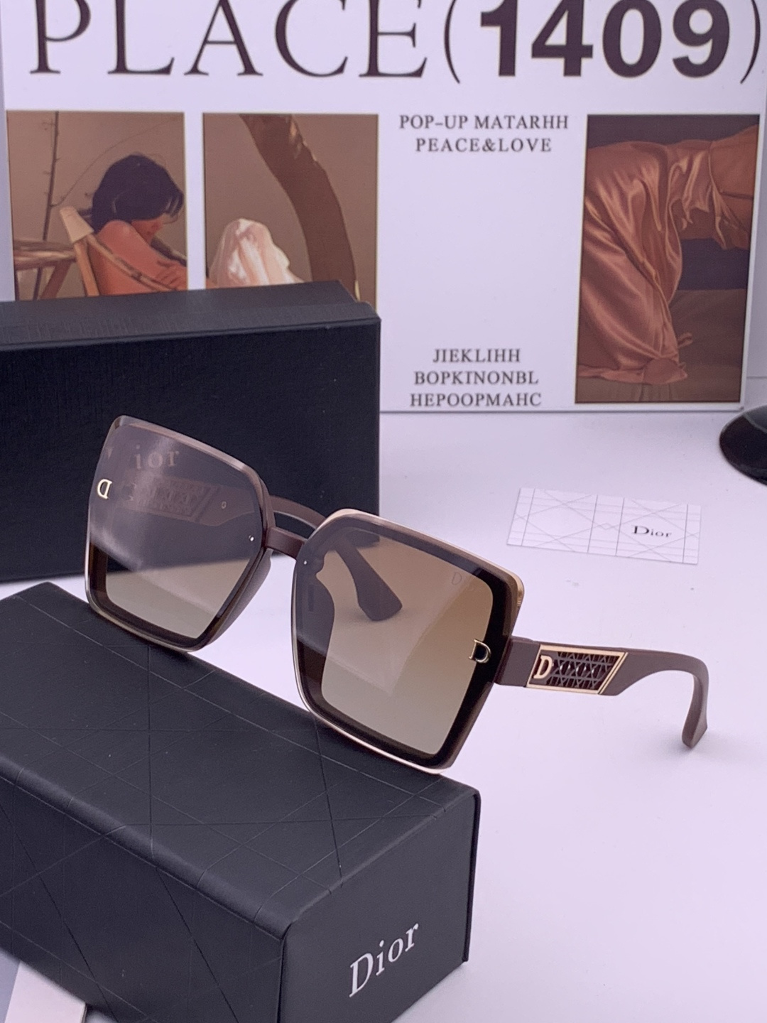 🔺 【DIOR-迪奥】开春新款 潮流爆款 时尚方框尼龙太阳镜 高品质 佩戴舒适 网红潮款墨镜 女士高清尼