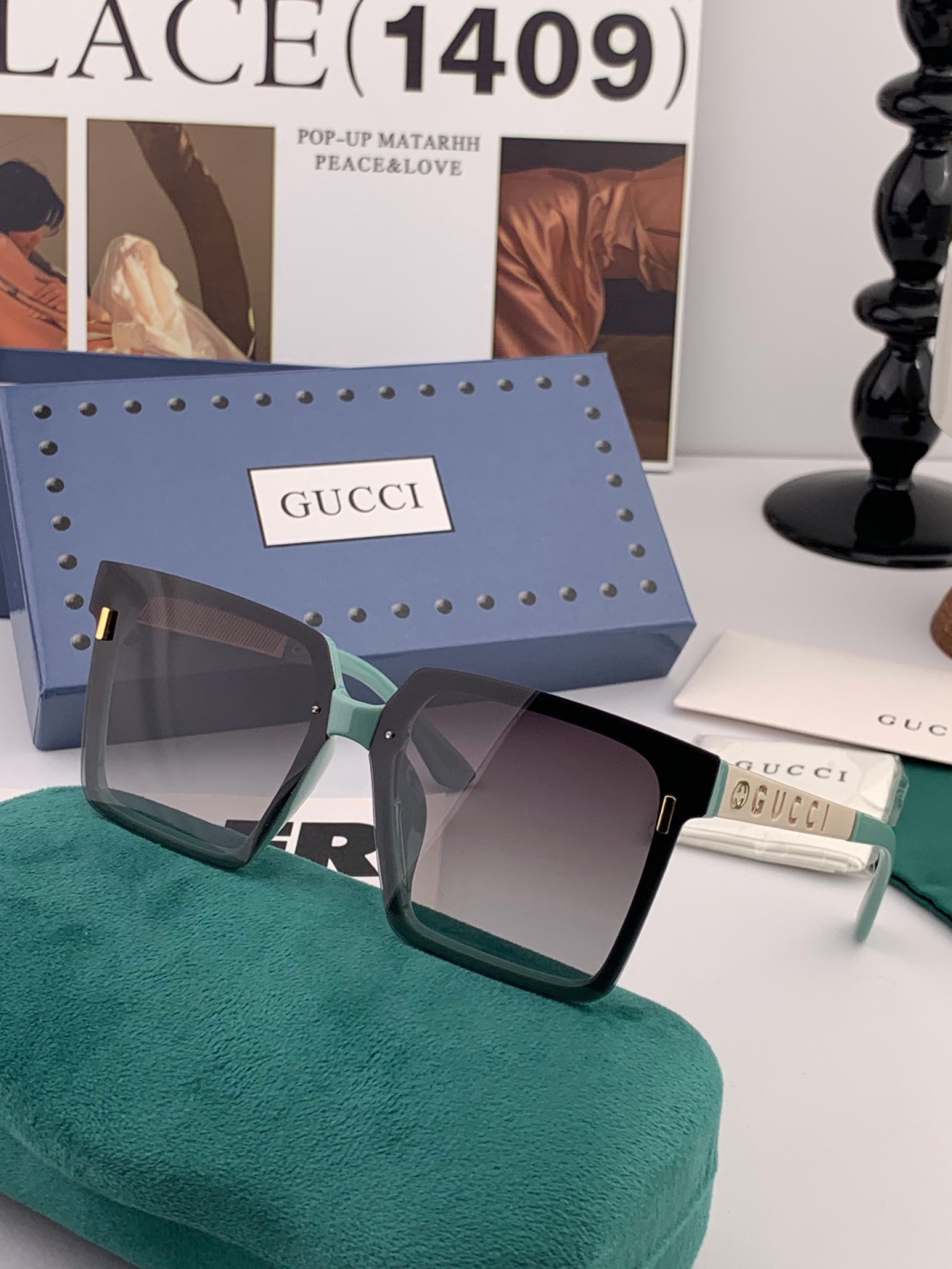 【TR偏光系列】Gucci   经典的方框设计，不挑脸型，无论搭配大衣还是连衣裙都非常显气质偏光镜片预防