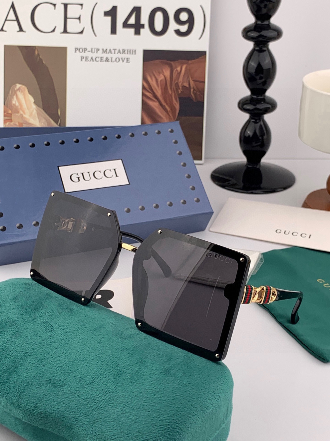 【TR偏光系列】Gucci   经典的方框设计，不挑脸型，无论搭配大衣还是连衣裙都非常显气质偏光镜片预防