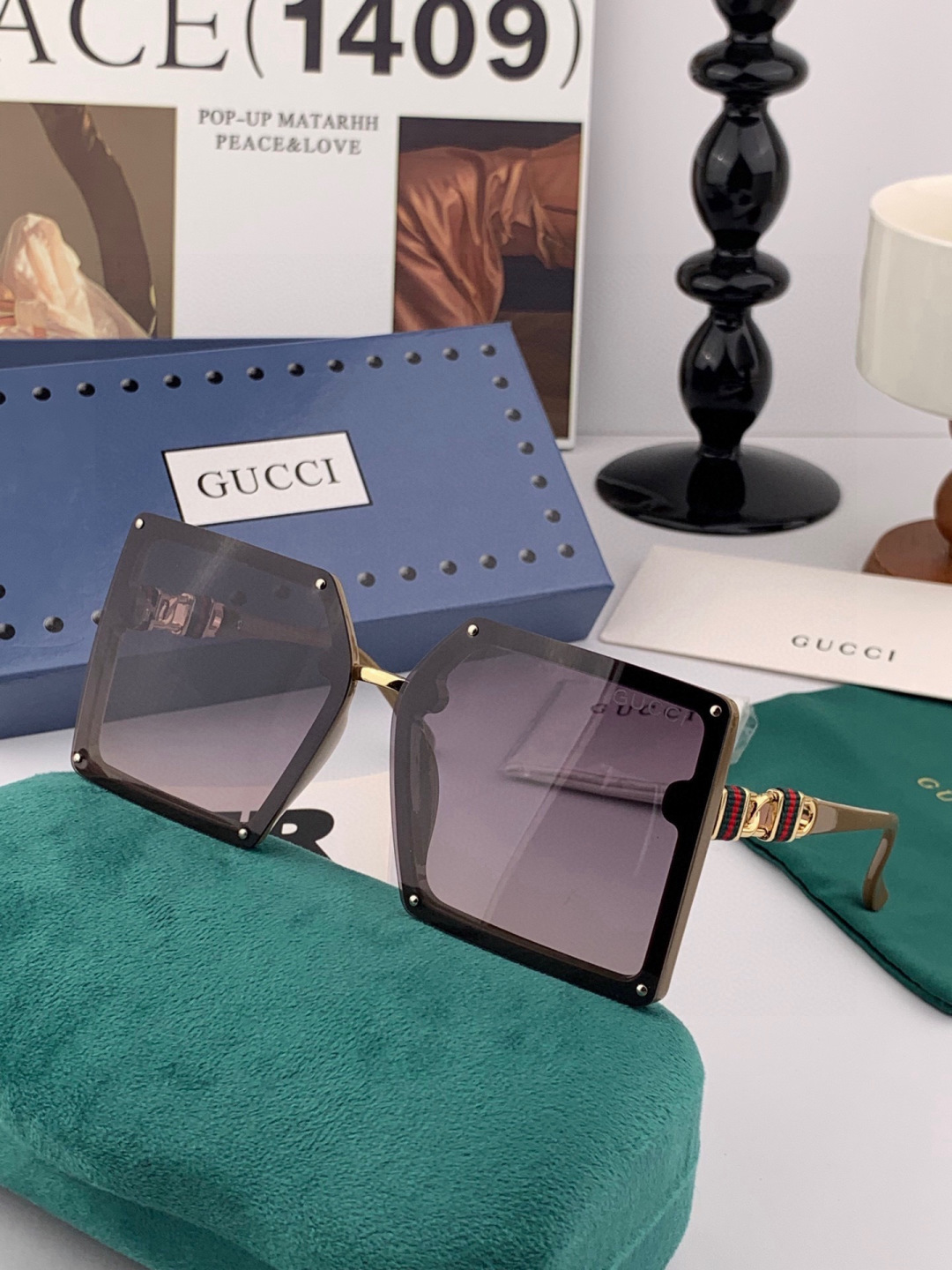 【TR偏光系列】Gucci   经典的方框设计，不挑脸型，无论搭配大衣还是连衣裙都非常显气质偏光镜片预防
