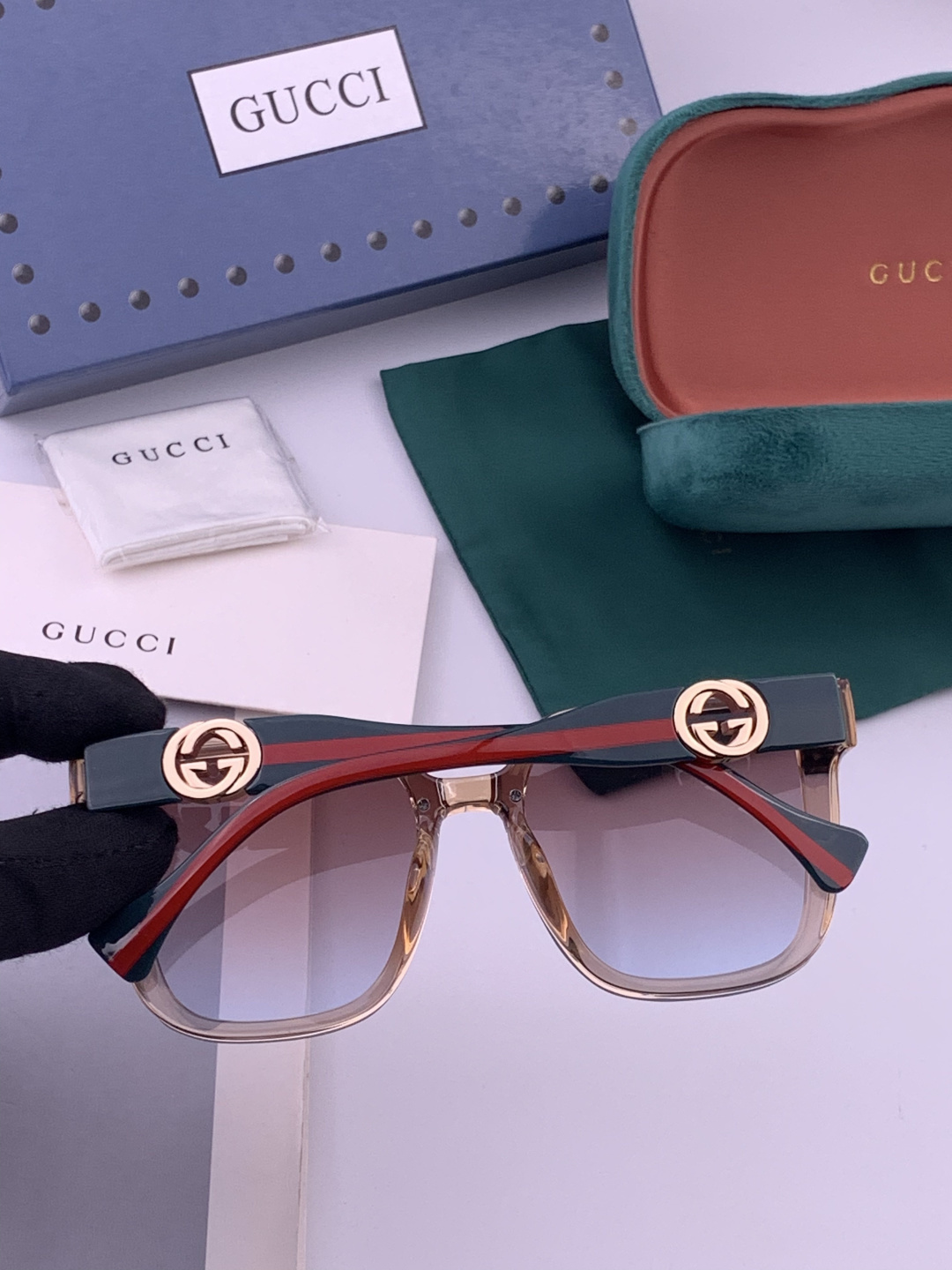 🔺 【GUCCI】开春新款 潮流爆款 时尚方框太阳镜 高品质 佩戴舒适 网红潮款墨镜 型号：G1620