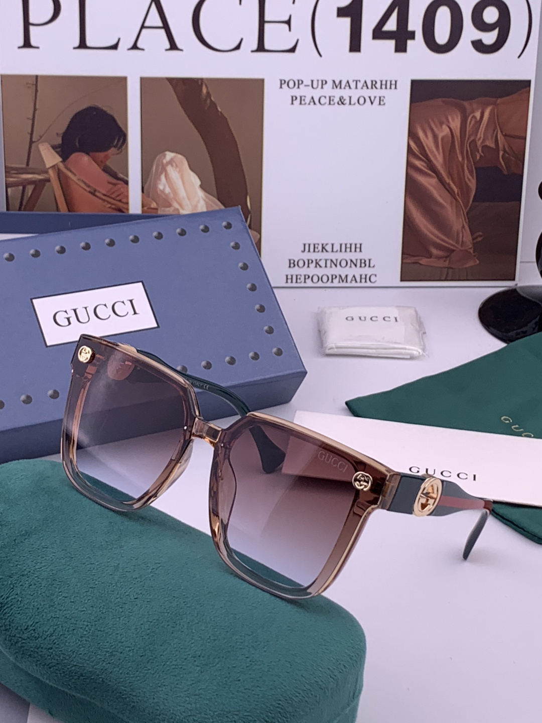 🔺 【GUCCI】开春新款 潮流爆款 时尚方框太阳镜 高品质 佩戴舒适 网红潮款墨镜 型号：G1620