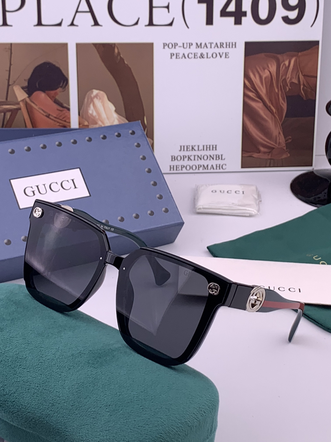 🔺 【GUCCI】开春新款 潮流爆款 时尚方框太阳镜 高品质 佩戴舒适 网红潮款墨镜 型号：G1620