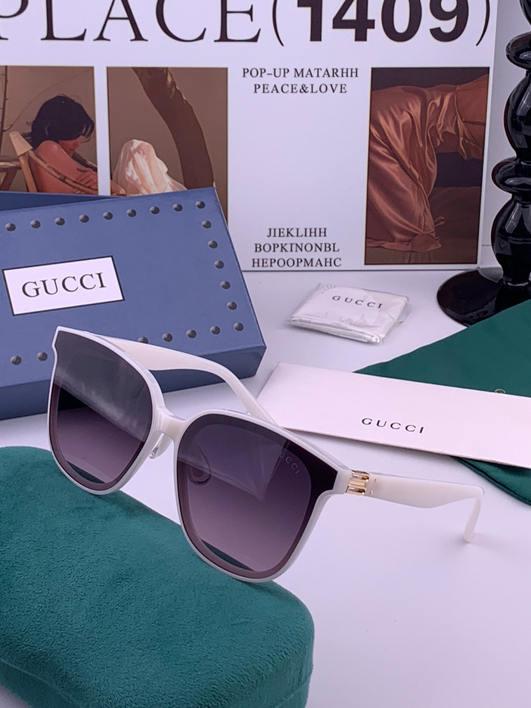GUCCI  新款尼龙偏光太眼镜，情侣款时尚方框太阳镜佩戴舒适网红潮流款墨镜，大气女人范儿，大脸小脸都好