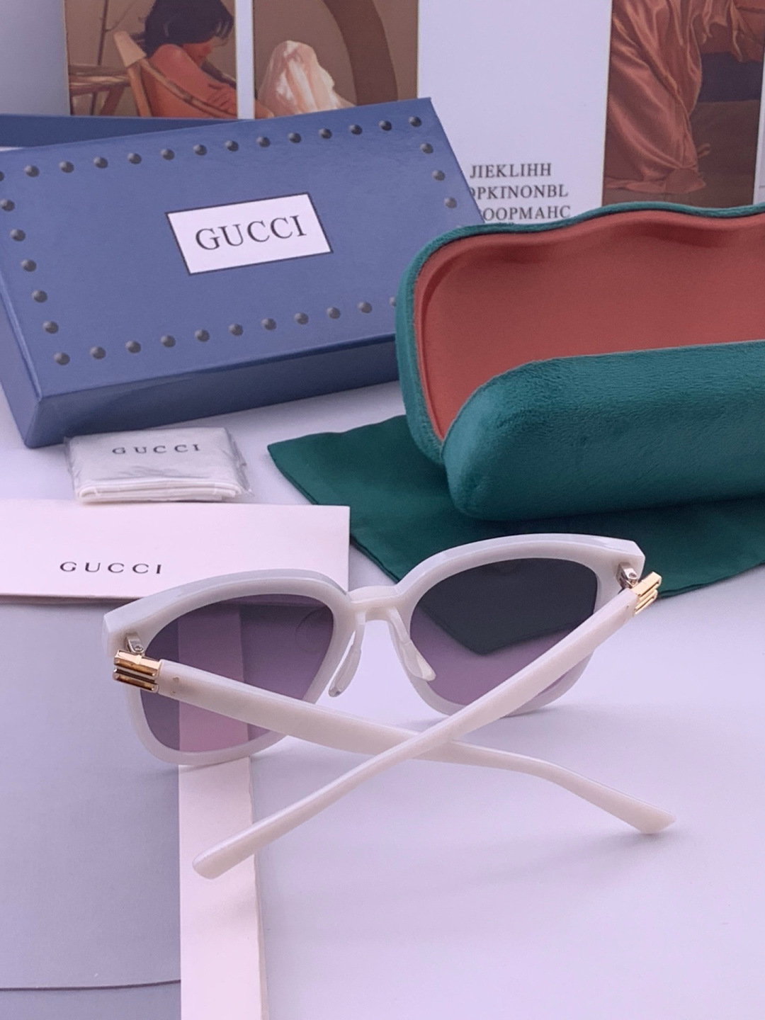 GUCCI  新款尼龙偏光太眼镜，情侣款时尚方框太阳镜佩戴舒适网红潮流款墨镜，大气女人范儿，大脸小脸都好